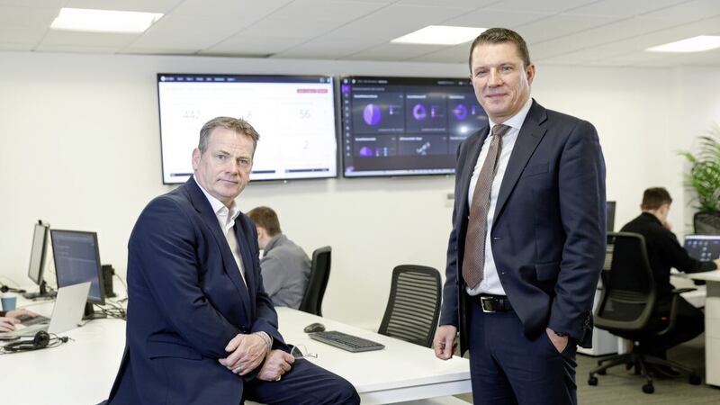 L-R: Ally Burns, NCD&rsquo;s head of incident management, UK &amp; Europe with Dougie Grant, managing director for Europe, at the company&rsquo;s new headquarters in Belfast. 