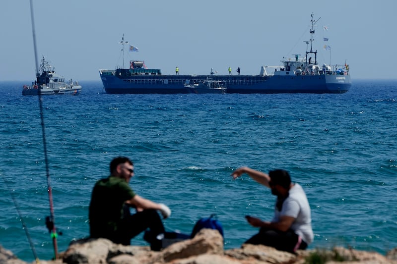 A ship loaded with 240 tons of food left a port in Cyprus (Petros Karadjias/AP)