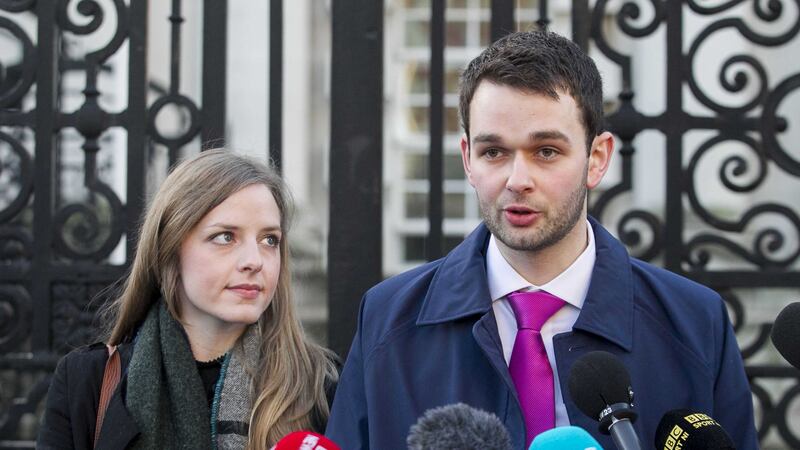 Daniel and Amy McArthur of Ashers Baking Company outside Belfast High Court&nbsp;