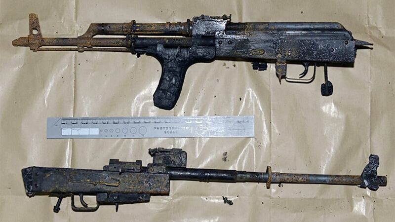 Two guns found after a fire in a boiler house in west Belfast earlier this week 