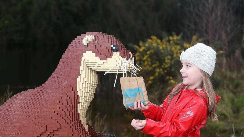 Olivia Rose (7) from Moneyrea on the Giant Lego trail at Castle Espie Picture. Picture by Mal McCann. 