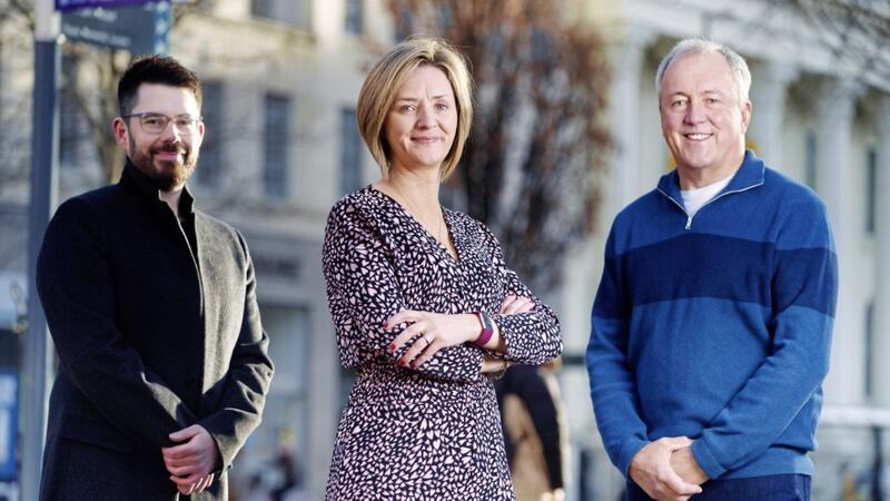 British Business Bank senior manager for NI Susan Nightingale with Tech Nation Investment lead Gary Davidson (left) and former director of funding at Catalyst Alan Watts. Picture: Brian Morrison 