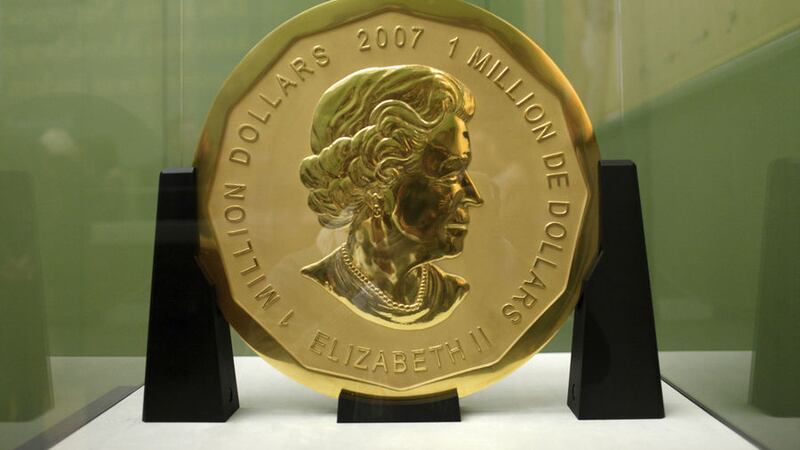 The Canadian Big Maple Leaf coin on display in the Bode Museum in Berlin<br />PICTURE: Marcel Mettlelsiefen/dpa/AP