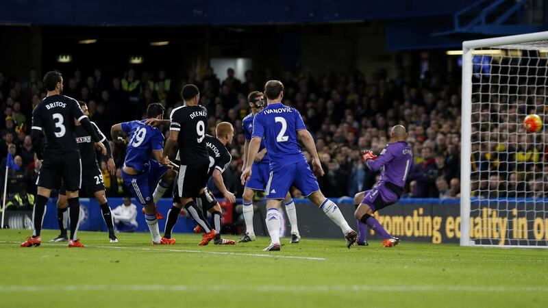 Diego Costa scores Chelsea's first goal against Watford