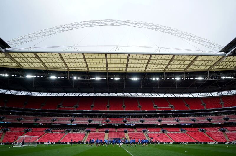 A general view of a training session at Wembley Stadium