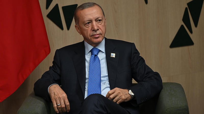 Turkey’s President Recep Tayyip Erdogan accused the West of ‘indifference’ towards the suffering of Muslims in the Israel-Hamas conflict (Paul Ellis/PA)