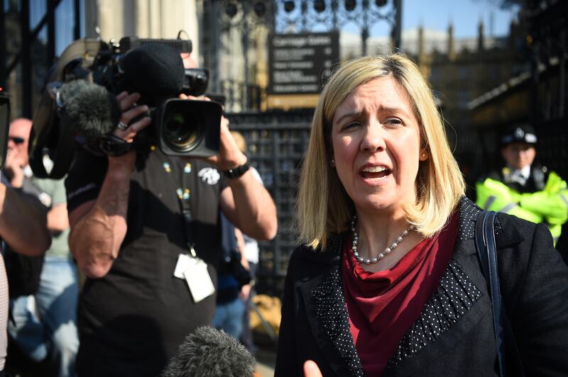 Andrea Jenkyns speaking to media at Westminster