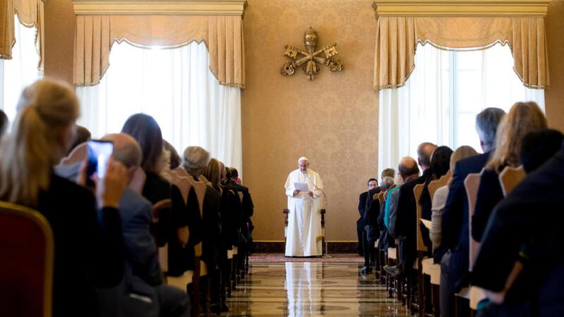 Pope Francis speaks to alumni of Jesuit schools in Europe 