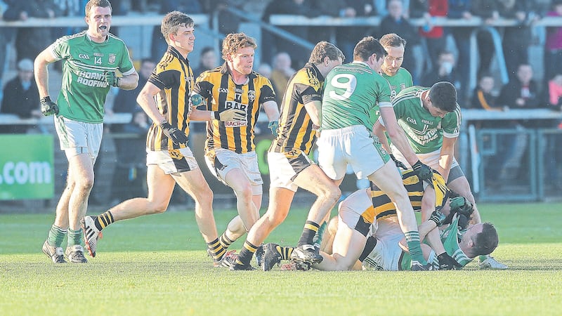 Crossmaglen and Cargin players come together in the Armagh champions&rsquo; Ulster Club SFC victory at the Athletic Grounds on Sunday&nbsp;<br/>Picture: Philip Walsh&nbsp;