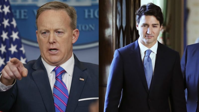 Sean Spicer appeared to call Justin Trudeau 'Joe Trudeau' - and of course Twitter noticed