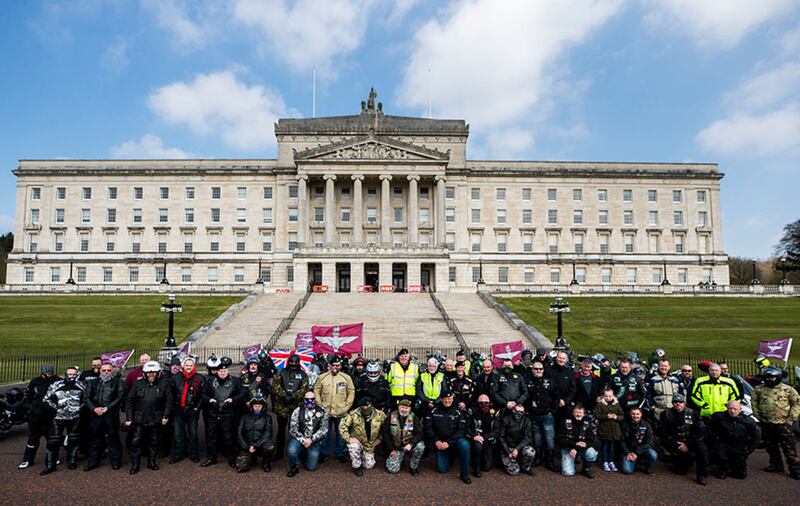 Motorcyclists take part in the Rolling Thunder ride protest  at Stormont, to support of Soldier F who is facing prosecution over Bloody Sunday&nbsp;