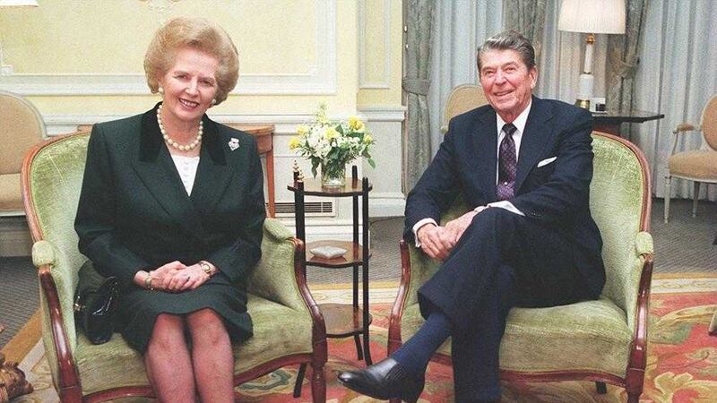 Former British Prime Minister Margaret Thatcher with former US President Ronald Reagan 