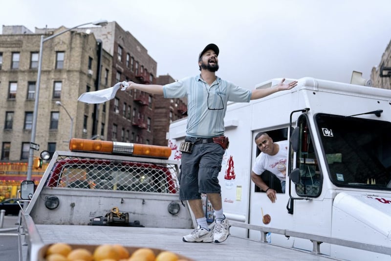 Lin-Manuel Miranda, pictured left, as Pirag&uuml;ero with Christopher Jackson as Mr Softee Truck Driver in a scene from In The Heights. Picture by PA Photo/ Warner Bros. Entertainment Inc. All Rights Reserved./Macall Polay 