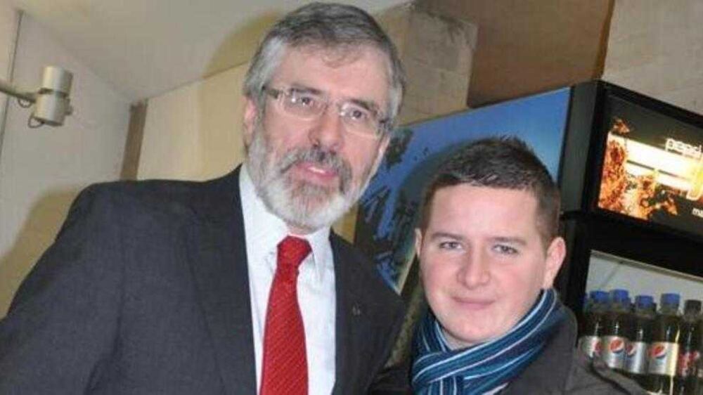 Sinn F&eacute;in councillor Colin Kelly with party president Gerry Adams 