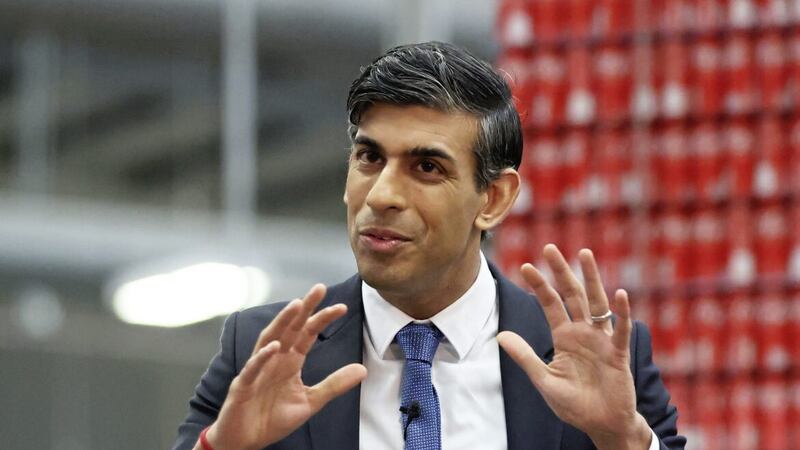 Prime Minister Rishi Sunak pictured during a visit to a factory in Lisburn in February as he tried to promote the Windsor Framework. Next week&#39;s investment summit, linked to the UK and EU trade deal, looks likely to be a damp squib 