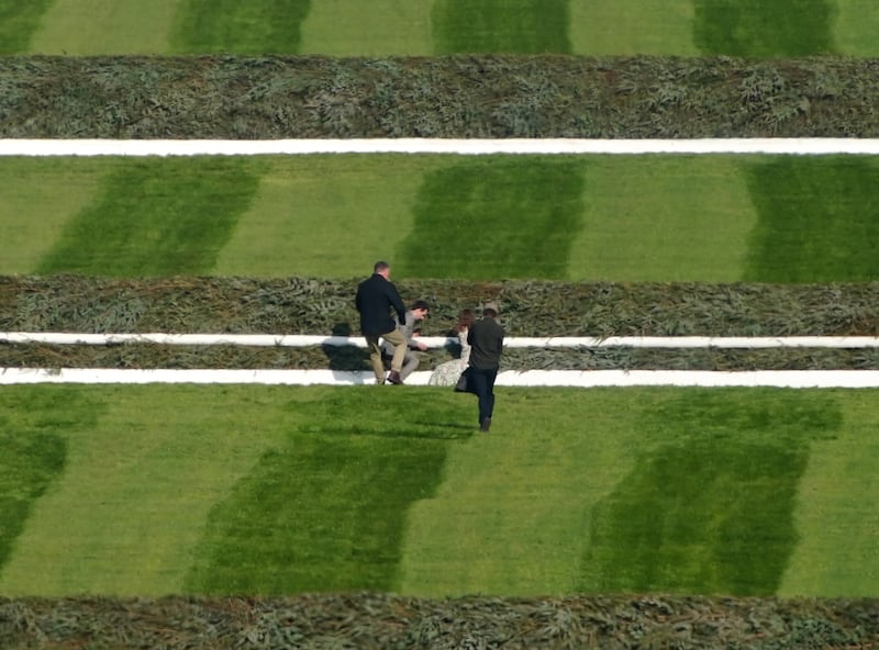 Activists attempting to attach themselves to a fence ahead of the Randox Grand National Handicap Chase. British Horseracing Authority chief executive Julie Harrington has "robustly condemned" the actions of protestors who delayed the Grand National - and also announced a "painstaking" analysis will take place in an attempt to understand what caused three fatalities over the three days of the meeting.