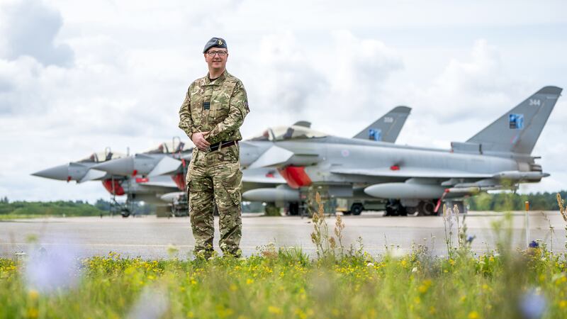 Wing Commander Scott McColl is in charge of the Royal Air Force’s 140 Expeditionary Air Wing at the Amari Airbase in Estonia (Jane Barlow/PA)