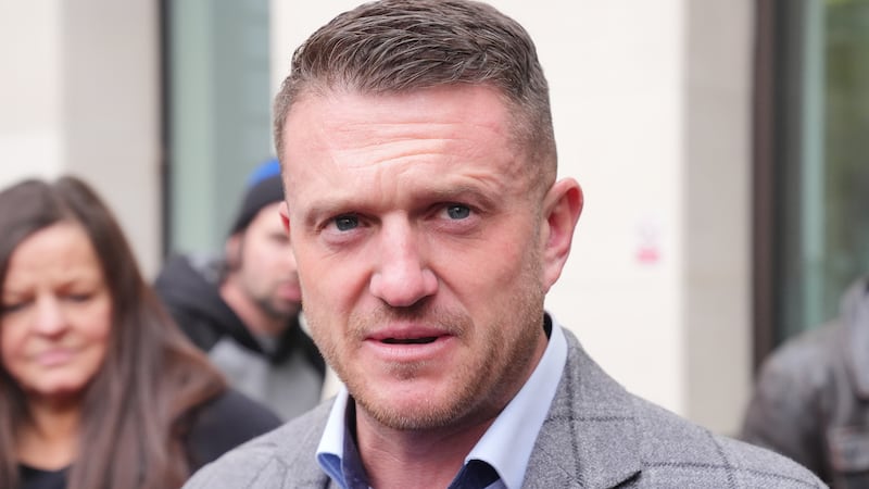 Tommy Robinson, real name Stephen Yaxley Lennon, outside Westminster Magistrates’ Court on Monday