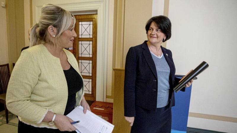 First Minster Arlene Foster (right) and Deputy First Minister Michelle O'Neill at a previous engagement. Picture by Liam McBurney/PA Wire