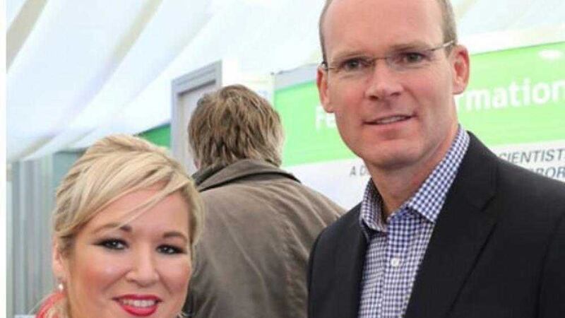 Michelle O&#39;Neill and her counterpart in the Republic Simon Coveney pictured at the National Ploughing Championships 