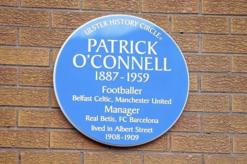A blue plaque near the former home of Patrick O&#39;Connell in Albert Street in west Belfast. Picture by Mal McCann 