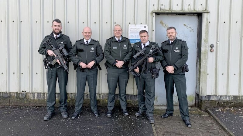 Simon Byrne tweeted the controversial picture alongside officers in Crossmaglen on Christmas Day 