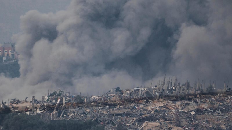 Smoke rises following an Israeli bombardment in the Gaza Strip (Leo Correa/AP)