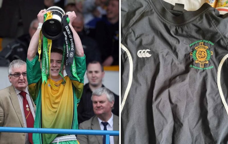 Former St Mary's Christian Brothers' Grammar pupil Eamann Herron also won the Mageean Hurling cup in 2008, the same year as his MacLarnon Cup win. His jacket is pictured right.