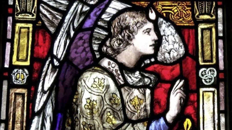 A section of one of the 23 stained glass windows in the Convent Chapel at Mount Lourdes in Enniskillen 