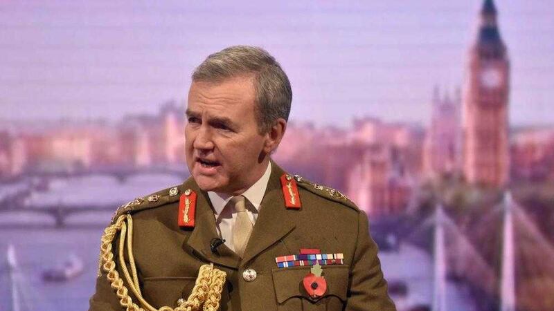 British Chief of the Defence Staff, General Sir Nicholas Houghton appearing on the BBC One current affairs programme, The Andrew Marr Show. Picture by Jeff Overs/BBC/PA