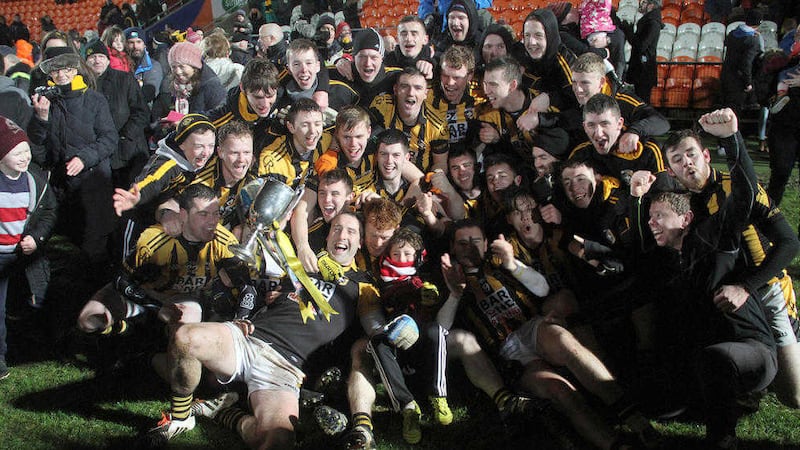 Crossmaglen celebrating their 11th Ulster Club SFC triumph after beating Scotstown <br />Picture by Colm O'Reilly