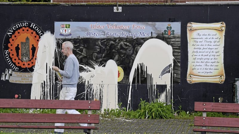The Somme mural on Avenue Road was paint bombed in the early hours of Monday morning 