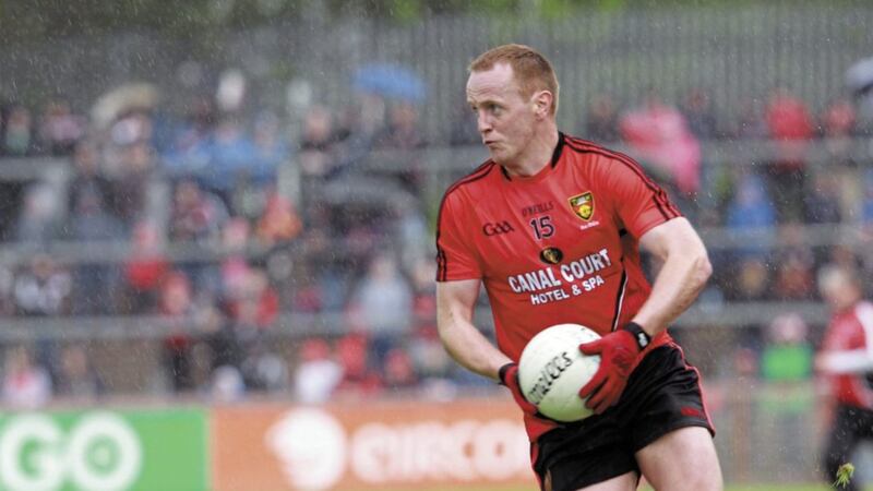 Down&#39;s Benny Coulter in action during an Ulster Championship match against Tyrone in Healy Park. Credit Philip Walsh 