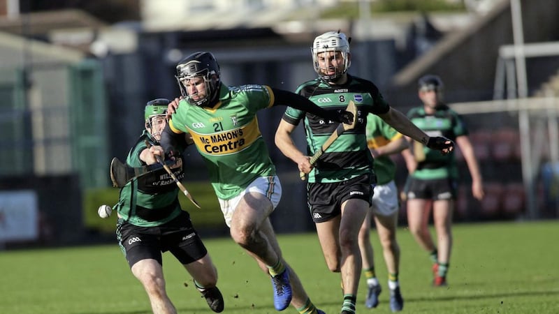 LEADING THE LINE: Castleblayney forward Mark Treanor returned from injury for the conclusion of their Ulster campaign Picture: Seamus Loughran 