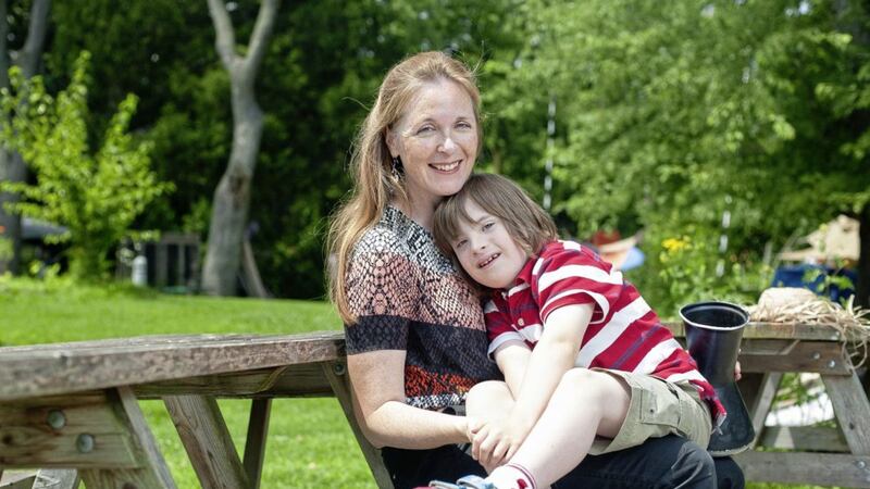 Belfast-born composer Deirdre Gribben and her 13-year-old son Ethan. Picture by William Suarez 