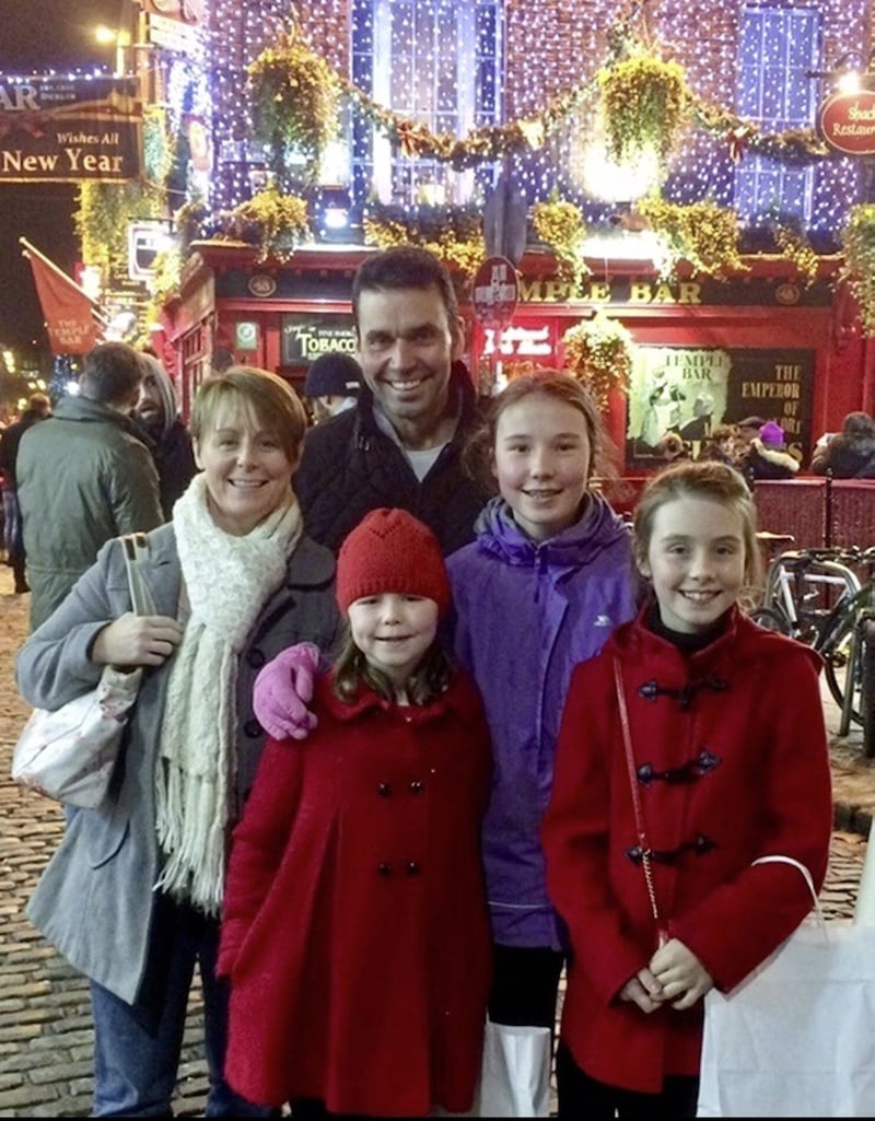Patrick Smyth with his wife Bridie and children Kyla, Niamh and Aoife