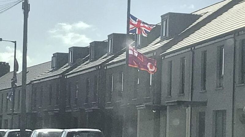 Flags near Cantrell Close in south-east Belfast 