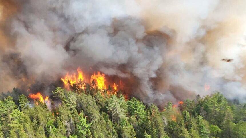 The Sudbury 17 wildfire east of Mississagi Provincial Park near Elliot Lake, Ontario, on Sunday (Ontario Ministry of Natural Resources and Forestry/The Canadian Press via AP)