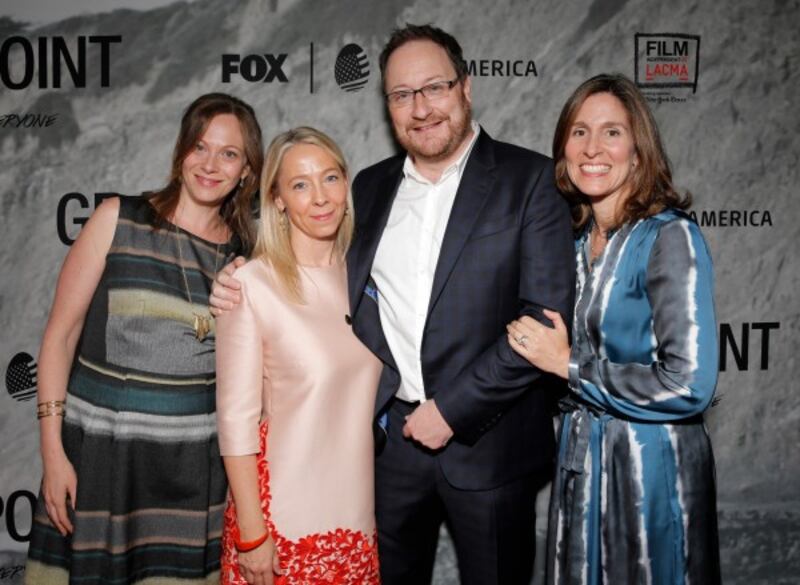 Chris Chibnall with the other producers of Gracepoint. (Photo by Todd Williamson/Invision/AP)