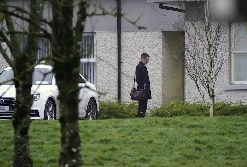 Enoch Burke outside Wilson's Hospital School in Co Westmeath. Mr Burke, who was previously jailed after failing to observe a court injunction banning him from attending Wilson's Hospital school in Co Westmeath when he was suspended from work, was informed last Friday of his dismissal from his position as teacher.Picture date: Wednesday January 25, 2023.