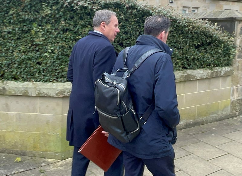 Defendant Chris Makin (left) leaves Harrogate Magistrates’ Court