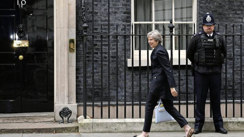 Prime minister Theresa May arrives at 10 Downing Street, ahead of a Business Advisory Council meeting on Monday. Picture by Stefan Rousseau, Press Association 