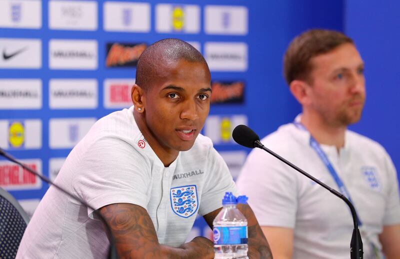 Ashley Young speaks during the media access at Repino Cronwell Park 
