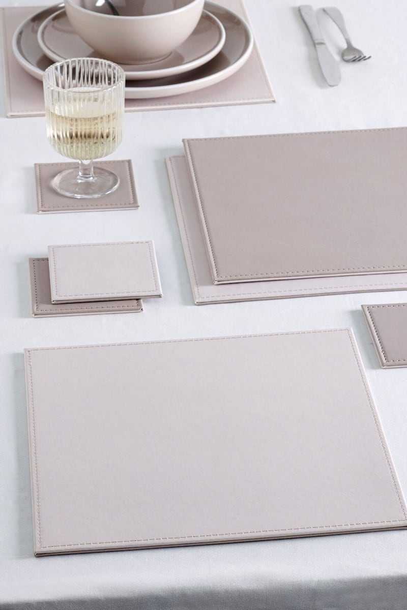 Reversible Faux Leather Placemats And Coasters Set, Next