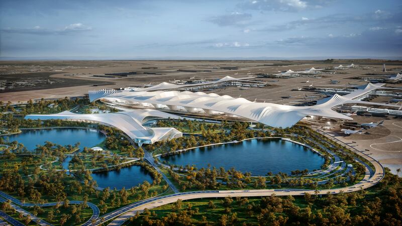 Computer-generated images show the Dubai ruler’s plans for Al Maktoum International Airport (Dubai government/AP)