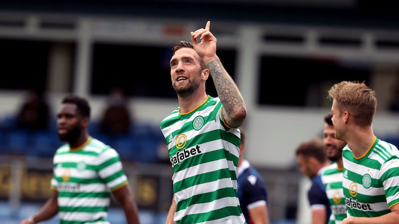 Celtic's Shane Duffy celebrates scoring his side's third goal of the game during the Scottish Premiership match at the Global Energy Stadium, Dingwall on&nbsp;<br />Saturday September 12, 2020.<br />Picture by Jeff Holmes/PA Wire.<br /><br />&nbsp;