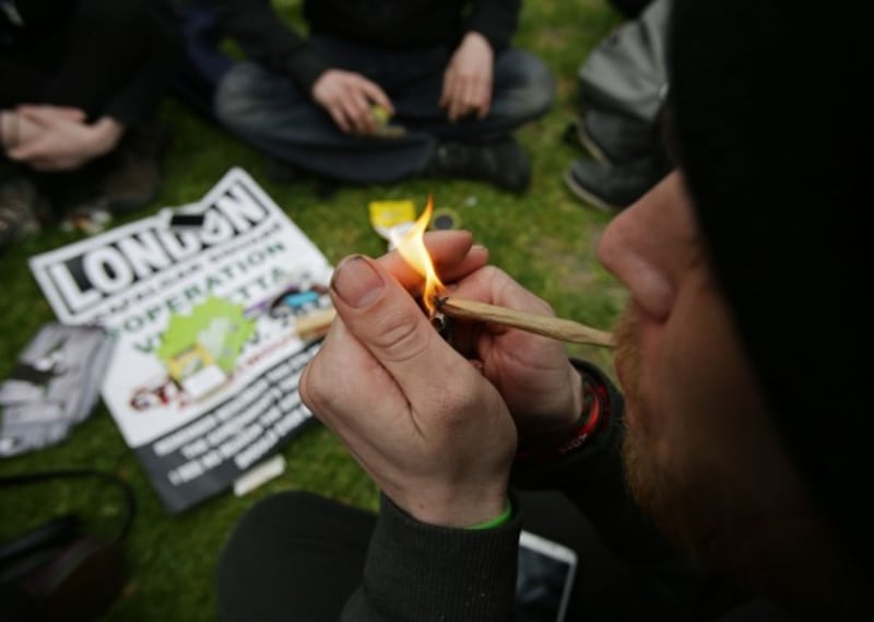 A man smoking at the '420 Celebration' pro-cannabis event