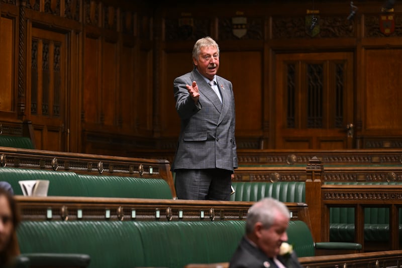 DUP MP Sammy Wilson standing and speaking in the House of Commons