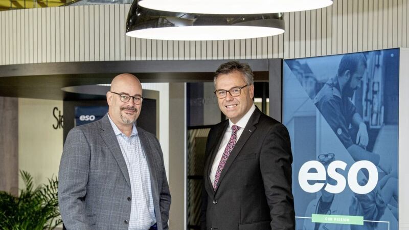 Invest NI chief executive Alastair Hamilton with Chris Dillie, president and chief executive of ESO Solutions 