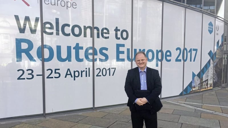 Belfast International Airport director Uel Hoey is in Barcelona, where he has been short-listed for a top aviation industry honour 